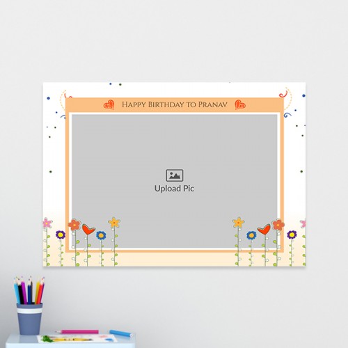 Happy Birthday Wishes with Confetti Design: Landscape Acrylic Photo Frame with Image Printing – PrintShoppy Photo Frames