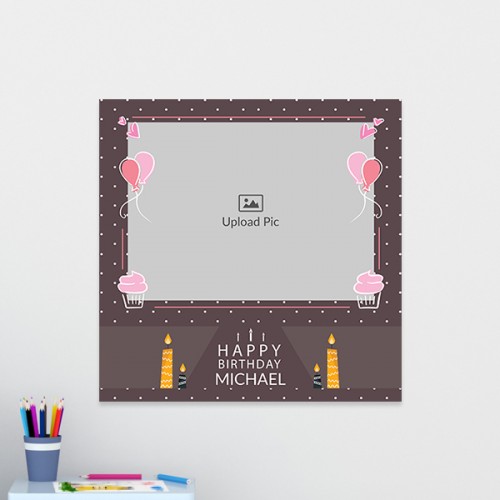 Happy Birthday with Cup Cake Theme: Square Acrylic Photo Frame with Image Printing – PrintShoppy Photo Frames