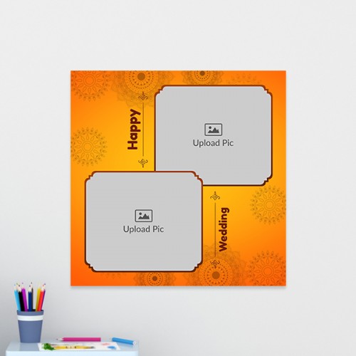 Happy Wedding Theme: Square Acrylic Photo Frame with Image Printing – PrintShoppy Photo Frames