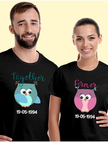 Together Forever Couples T Shirt Black Color