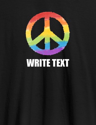 Peace with Text On Black Color Customized Men Tees