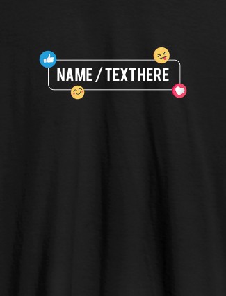 Your Name with Emojis On Black Color Personalized Tshirt