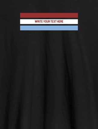 Tricolour Stripes with Your Name On Black Color Customized Tshirt for Men