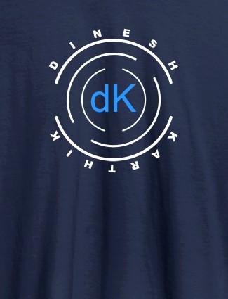 Unique Round Personalised Mens Printed T Shirt With Name Navy Blue Color