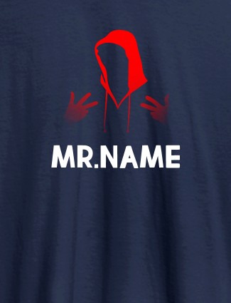 YoYo Design with Text On Navy Blue Color T-shirts For Men with Name, Text and Photo