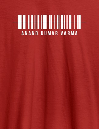 Barcode With Name Personalized Printed Mens T Shirt Red Color Barcode With Name Personalized Printed Mens T Shirt Red Color