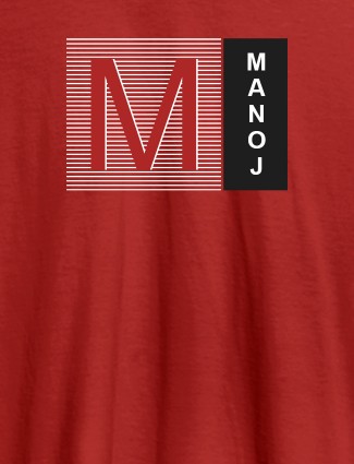 Personalised Mens T Shirt With Initial Name Red Color Personalised Mens T Shirt With Initial Name Red Color