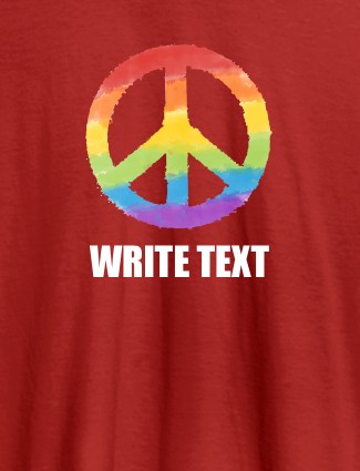 Peace with Text On Red Color Customized Men Tees