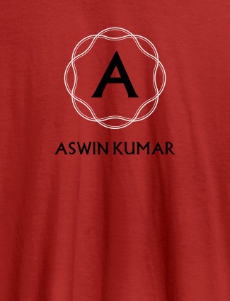 Wave Design with Initial and Your Name On Red Color Customized Tshirt for Men Wave Design with Initial and Your Name On Red Color Customized Tshirt for Men