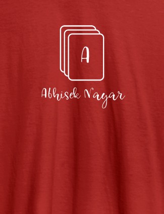 Playing Cards with Initial and Name On Red Color Personalized Tees