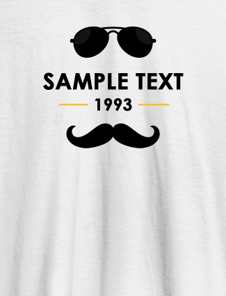 Personalized Moustache Sunglasses Printed Mens T Shirt White Color