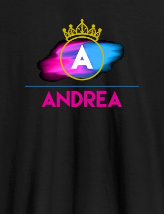 Personalised Womens T Shirt Initial On Crown Black Color