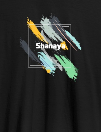 Personalised Womens T Shirt Name With Abstract Design Black Color