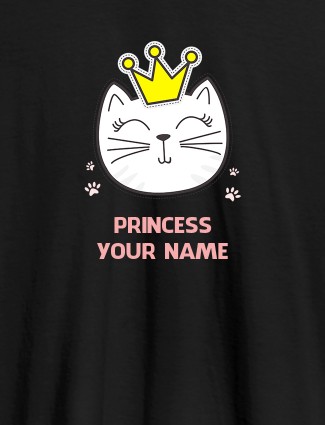 Princess Cat Personalised Womens T Shirt With Name Black Color Princess Cat Personalised Womens T Shirt With Name Black Color