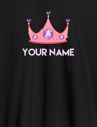 Queen Theme with Purple Gems and Your Name On Black Color Customized Womens T-Shirt Queen Theme with Purple Gems and Your Name On Black Color Customized Womens T-Shirt