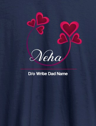 Personalised Womens T Shirt With Your Dad Name Navy Blue Color