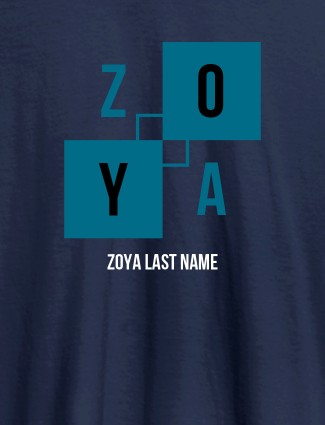 Personalised Womens T Shirt With Last Name Navy Blue Color
