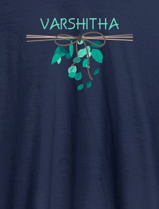Personalised Womens T Shirt Name With Knot Design Navy Blue Color
