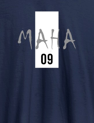 Personalised Women T Shirt With Name Number 09 Printed Navy Blue Color
