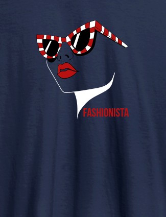 Fashionista Womens T Shirt Trendy Unique Design Navy Blue Color Fashionista Womens T Shirt Trendy Unique Design Navy Blue Color
