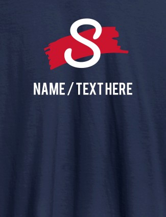 Paint Brush Theme with Initial and Name On Navy Blue Color Customized Women Tees