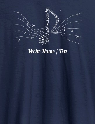 Musical Theme with Your Name On Navy Blue Color Customized Women Tees