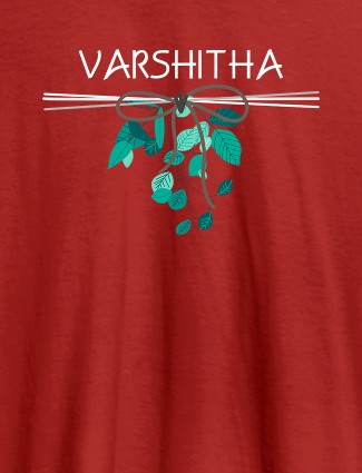 Personalised Womens T Shirt Name With Knot Design Red Color