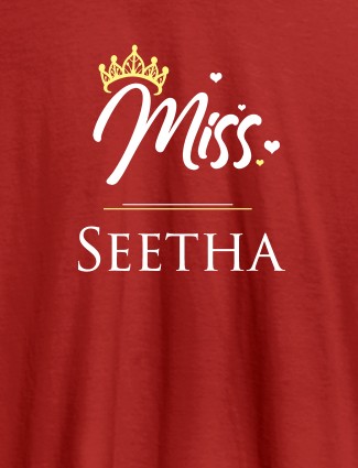Miss with Your Name On Red Color Customized Women Tees Miss with Your Name On Red Color Customized Women Tees