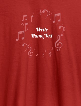 Musical Symbols with Your Name On Red Color T-shirts For Women with Name, Text and Photo