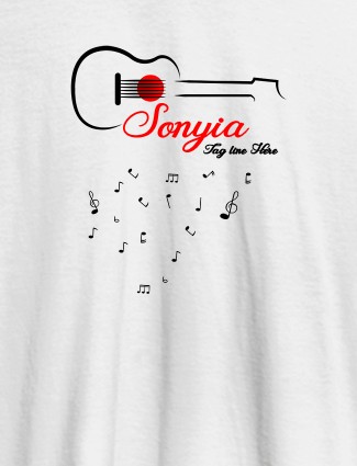Personalised Womens T Shirt With Name Guitar Design White Color Personalised Womens T Shirt With Name Guitar Design White Color