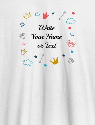 Multi Design with Your Name On White Color Customized Womens T-Shirt