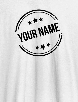 Stamp with Stars Theme and Your Name On White Color Customized Women T-Shirt