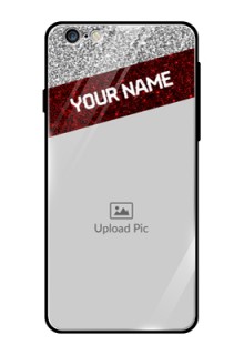 Apple iPhone 6 Plus Personalized Glass Phone Case  - Image Holder with Glitter Strip Design