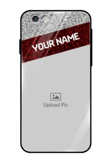 Apple iPhone 6 Personalized Glass Phone Case  - Image Holder with Glitter Strip Design