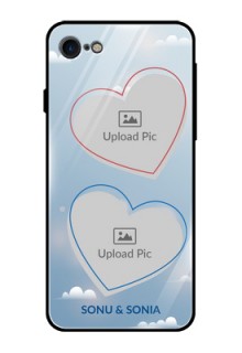 Apple iPhone 7 Custom Glass Mobile Case  - Blue Color Couple Design 