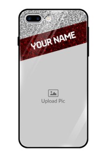 Apple iPhone 8 Plus Personalized Glass Phone Case  - Image Holder with Glitter Strip Design