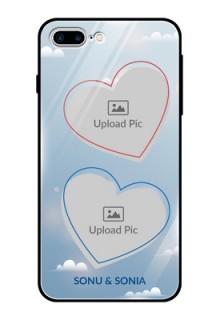 Apple iPhone 8 Plus Custom Glass Mobile Case  - Blue Color Couple Design 