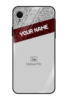 Apple iPhone XR Personalized Glass Phone Case  - Image Holder with Glitter Strip Design