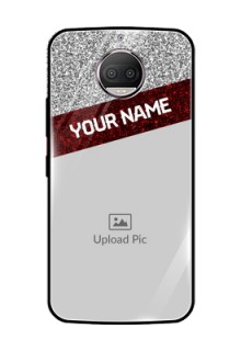 Moto G5s Plus Personalized Glass Phone Case  - Image Holder with Glitter Strip Design