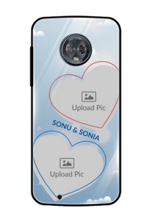 Moto G6 Custom Glass Mobile Case  - Blue Color Couple Design 