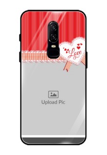 OnePlus 6 Custom Glass Mobile Case  - Red Love Pattern Design