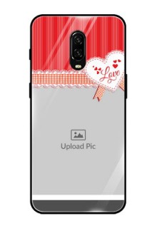 OnePlus 6T Custom Glass Mobile Case  - Red Love Pattern Design