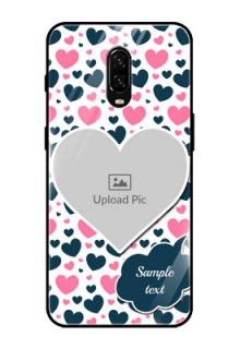 OnePlus 6T Custom Glass Phone Case  - Pink & Blue Heart Design