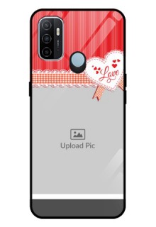 Oppo A53 Custom Glass Mobile Case  - Red Love Pattern Design