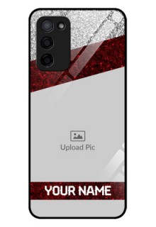 Oppo A53s 5G Personalized Glass Phone Case - Image Holder with Glitter Strip Design