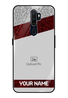 Oppo A9 2020 Personalized Glass Phone Case  - Image Holder with Glitter Strip Design