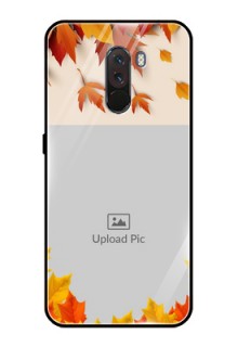Pcoco F1 Photo Printing on Glass Case  - Autumn Maple Leaves Design