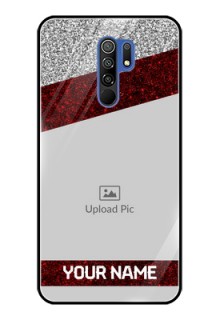 Poco M2 Reloaded Personalized Glass Phone Case  - Image Holder with Glitter Strip Design