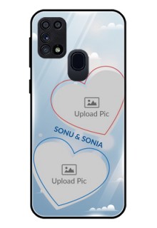 Galaxy A21s Custom Glass Mobile Case  - Blue Color Couple Design 