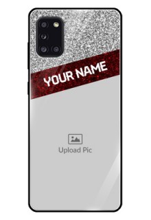 Galaxy A31 Personalized Glass Phone Case  - Image Holder with Glitter Strip Design